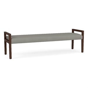 Pemberly Row Waiting Reception 3 Seat Bench Wood Frame in Gray