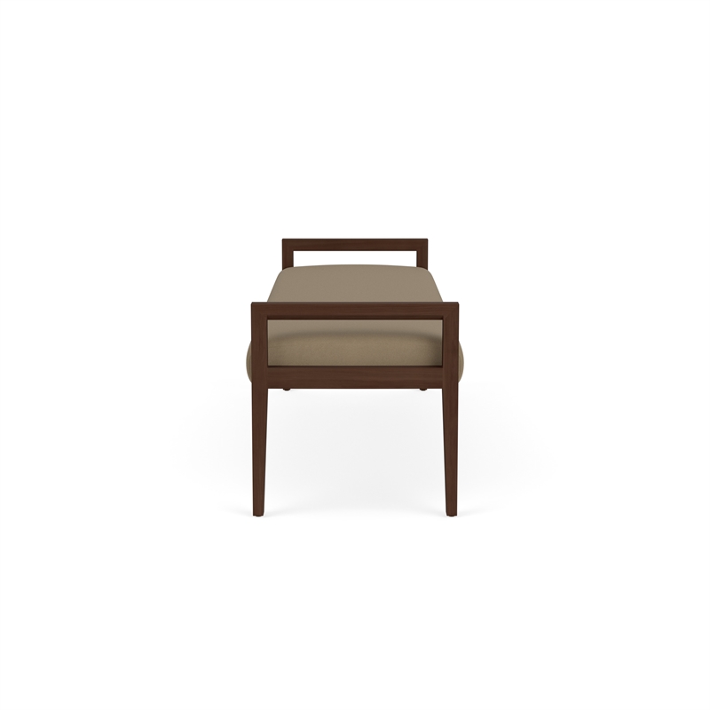 Pemberly Row Waiting Reception 3 Seat Bench Wood Frame in Brown