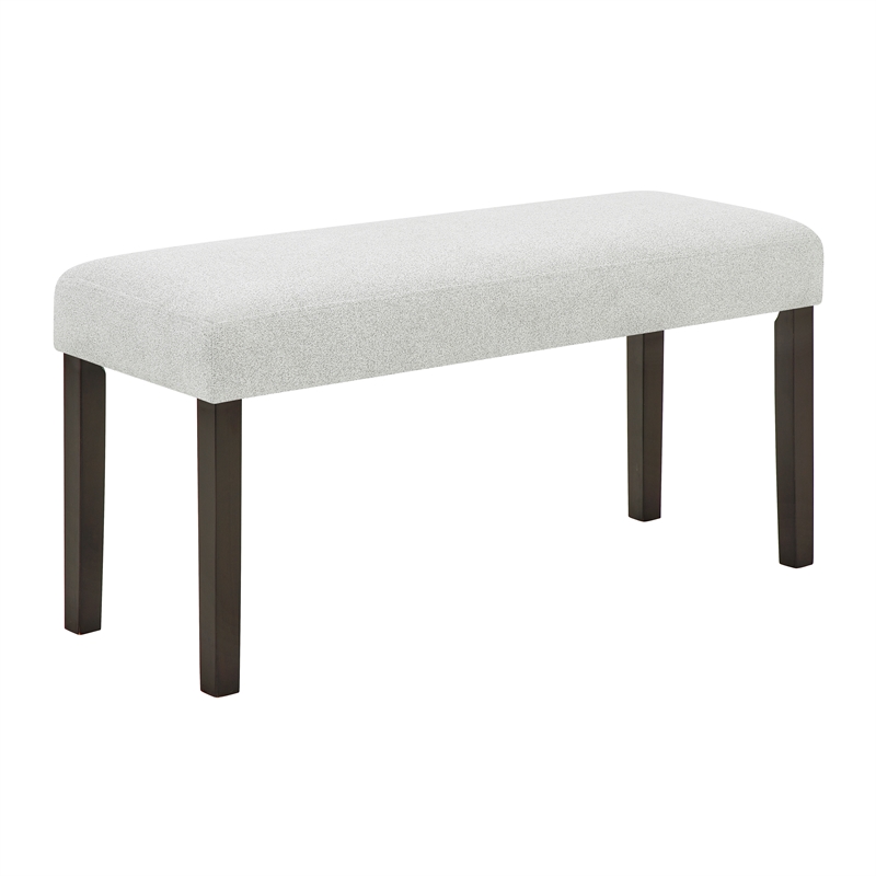 Pemberly Row Carissa Wood Dining Bench with Upholstered Seat in Gray