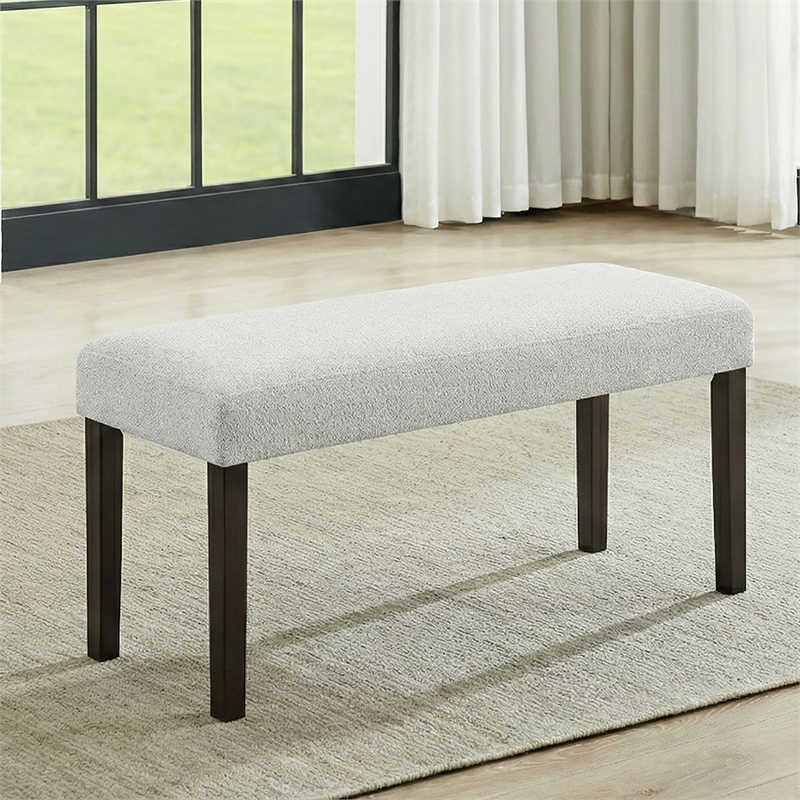 Pemberly Row Carissa Wood Dining Bench with Upholstered Seat in Gray