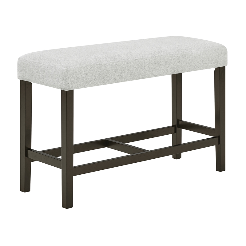 Pemberly Row Carissa Wood Counter Bench with Upholstered Seat in Gray