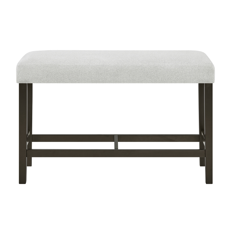 Pemberly Row Carissa Wood Counter Bench with Upholstered Seat in Gray