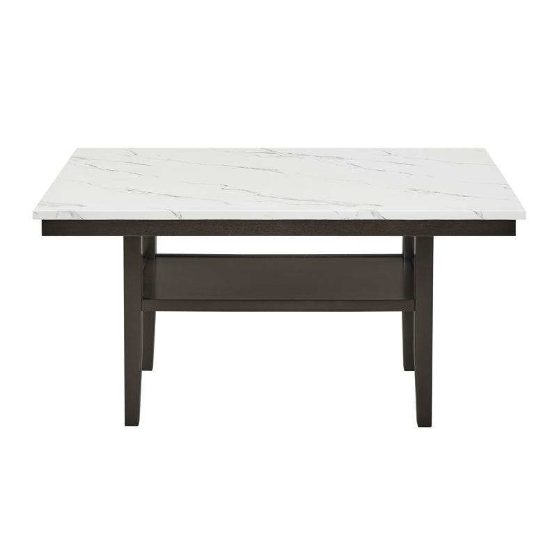 Pemberly Row Carissa Wood Rectangle Dining Table with Storage Shelf in White