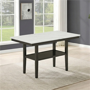 Pemberly Row Carissa Wood Rectangle Counter Table with Storage Shelf in White