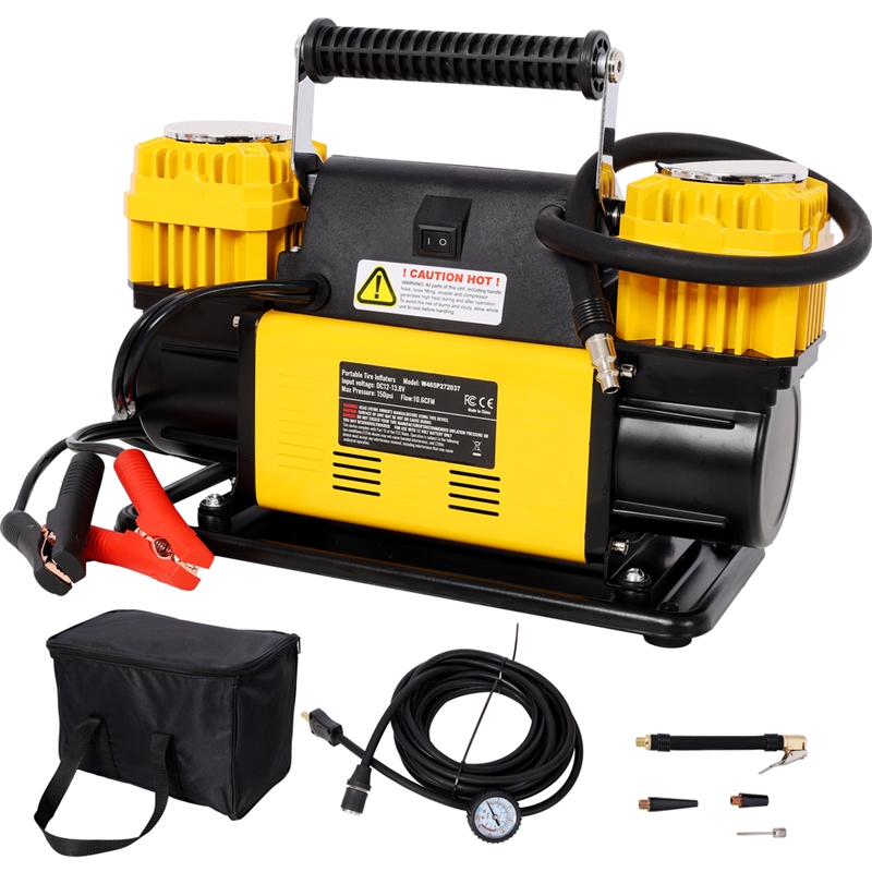 Pemberly Row 12V Dual Cylinder Air Compressor 150 PSI Tire Inflator for Car SUV