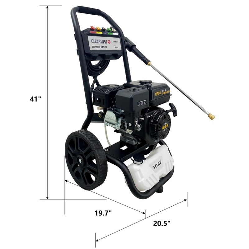 Pemberly Row 3500 PSI Gas Pressure Washer 2.5 GPM 212CC with 5 Nozzles in Black