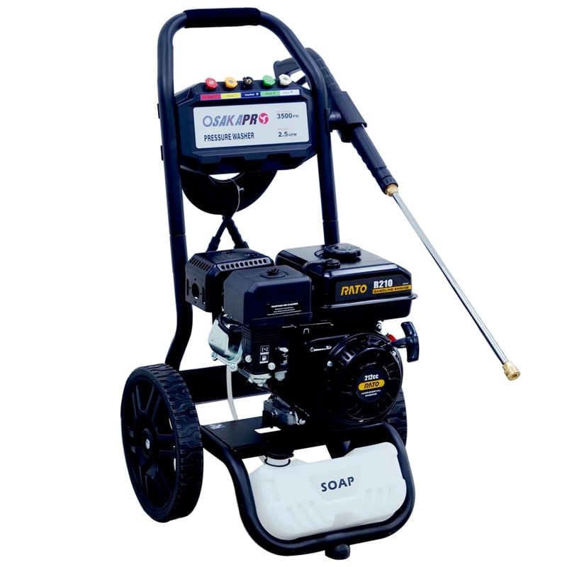 Pemberly Row 3500 PSI Gas Pressure Washer 2.5 GPM 212CC with 5 Nozzles in Black
