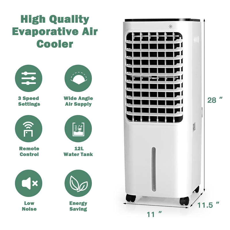 Pemberly Row 4 in 1 Portable Evaporative Air Cooler with 12L Water Tank in White