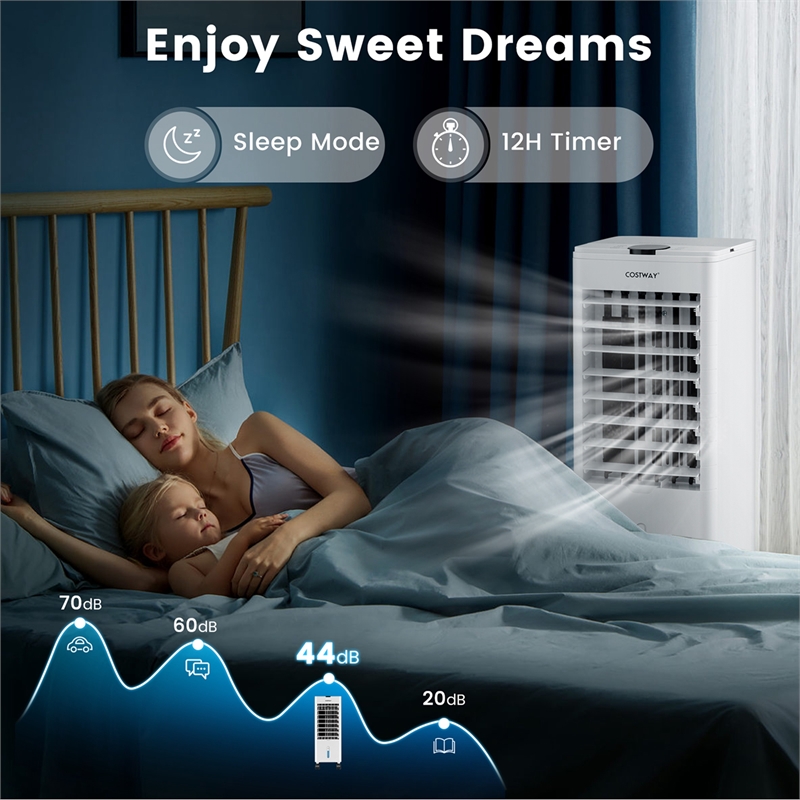 Pemberly Row Portable Evaporative Swamp Air Cooler Fan with Oscillation in White