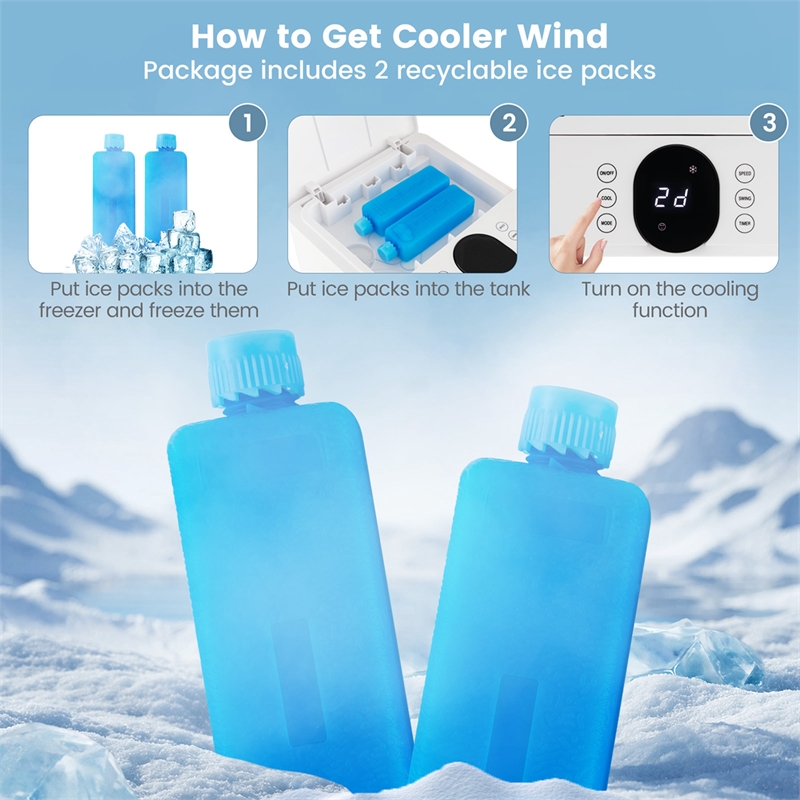 Pemberly Row Portable Evaporative Swamp Air Cooler Fan with Oscillation in White