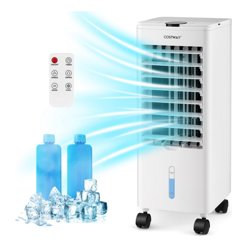 Pemberly Row Portable Evaporative Swamp Air Cooler Fan with Oscillation in White