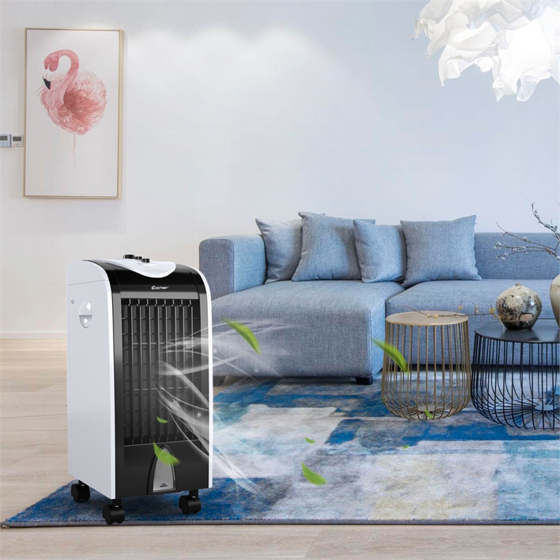 Pemberly Row Portable Evaporative Air Cooler Fan with Humidifier in White