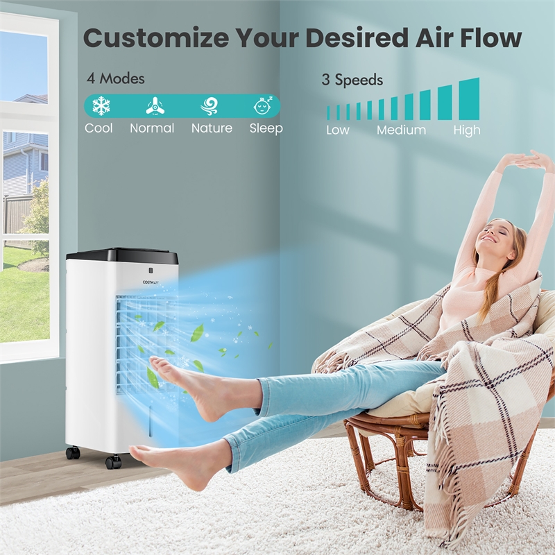 Pemberly Row 4 in 1 Evaporative Air Cooler with Fan and Humidifier in White