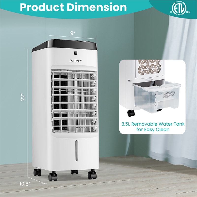 Pemberly Row 4 in 1 Evaporative Air Cooler with Fan and Humidifier in White