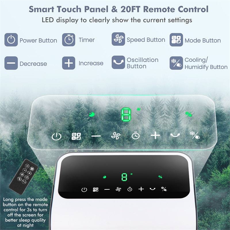 Pemberly Row Evaporative Swamp Cooler Fan with 12 Hour Timer and Remote in White