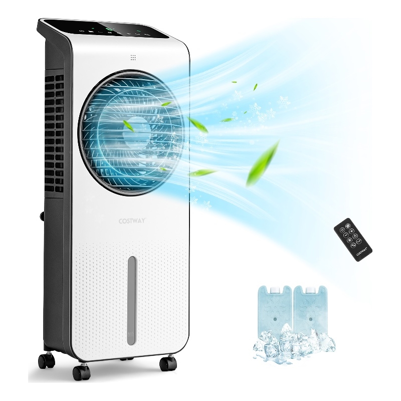 Pemberly Row Evaporative Swamp Cooler Fan with 12 Hour Timer and Remote in White