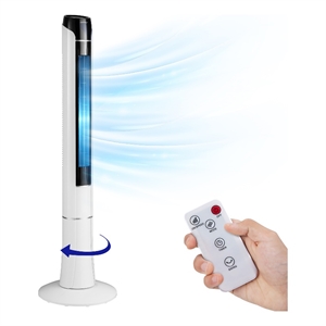 Pemberly Row Portable 48&quot Tower Fan with Remote and LED Control in White