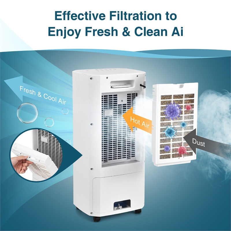 Pemberly Row 3 - 1 Portable Evaporative Air Cooler with Humidifier & Fan - White