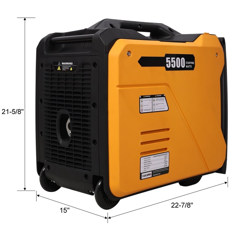 Pemberly Row 5500W Super Quiet Inverter Generator 224CC Gas Electric in Orange