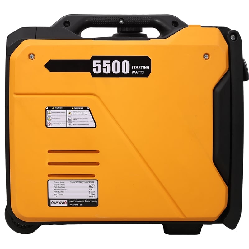 Pemberly Row 5500W Super Quiet Inverter Generator 224CC Gas Electric in Orange