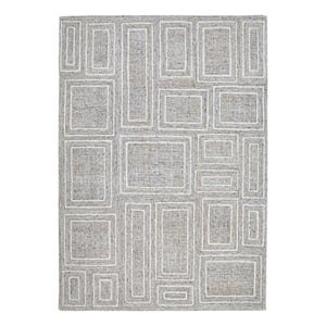 Pemberly Row 5x7 Geometric Hand-Woven Area Rug in Gray and White