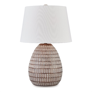 Pemberly Row 29&quot Table Lamp with Antique White Pot Base and Beige Empire Shade