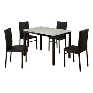 Pemberly Row 5 Piece Dining Table Set with 4 Upholstered Chairs in White