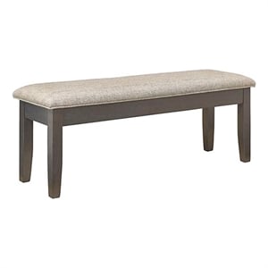 Pemberly Row 48&quot Upholstered Bench with Brown Wood Frame in Gray