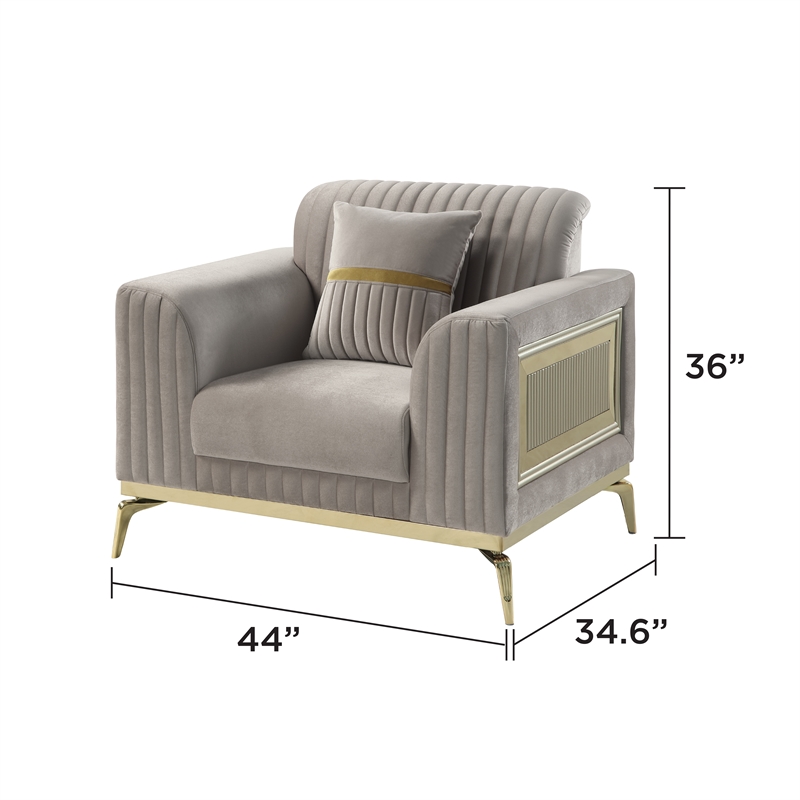 Pemberly Row Contemporary Upholstered Accent Chair in Taupe Faux Leather