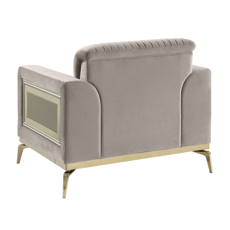 Pemberly Row Contemporary Upholstered Accent Chair in Taupe Faux Leather