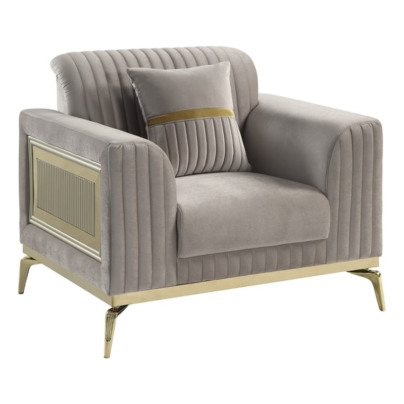 Pemberly Row Contemporary Upholstered Accent Chair in Taupe Faux Leather