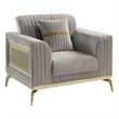 Pemberly Row Contemporary Upholstered Accent Chair in Taupe Faux Leather