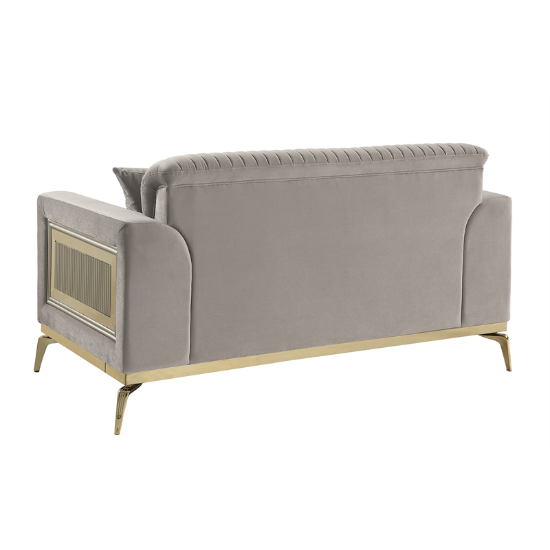 Pemberly Row Contemporary Upholstered Loveseat in Taupe Faux Leather
