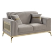 Pemberly Row Contemporary Upholstered Loveseat in Taupe Faux Leather