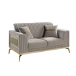 Pemberly Row Contemporary Upholstered Loveseat in Taupe Faux Leather