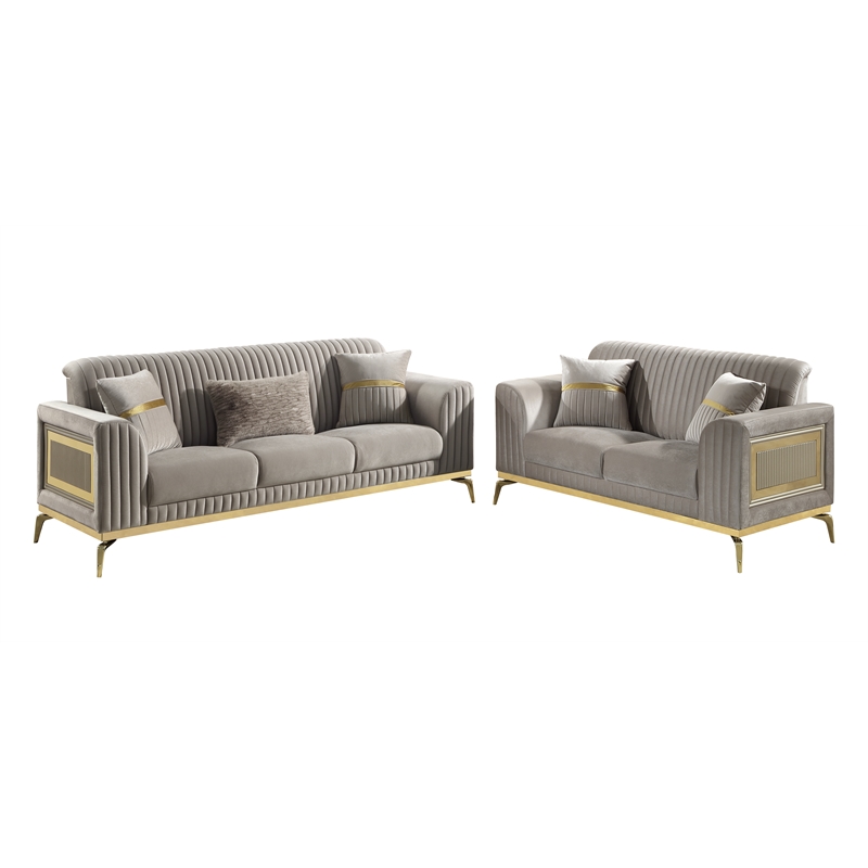 Pemberly Row Contemporary Upholstered Loveseat in Taupe Faux Leather