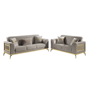 Pemberly Row Contemporary Upholstered Loveseat in Taupe Faux Leather