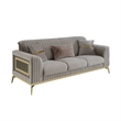 Pemberly Row Contemporary Upholstered 3 Piece Living Room Set in Taupe