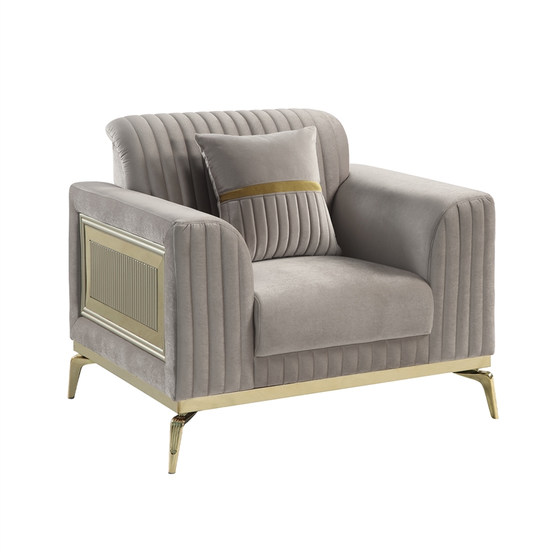 Pemberly Row Contemporary Upholstered 3 Piece Living Room Set in Taupe