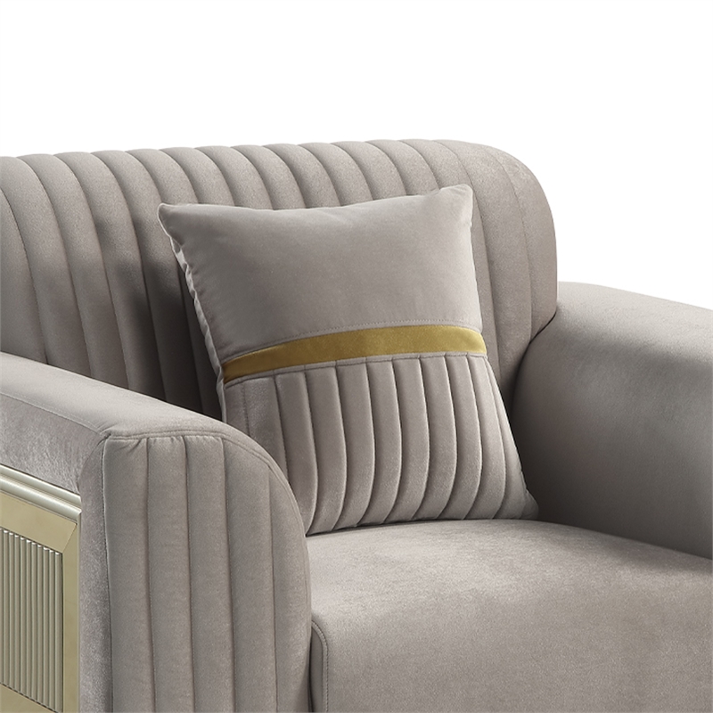 Pemberly Row Contemporary Upholstered 3 Piece Living Room Set in Taupe