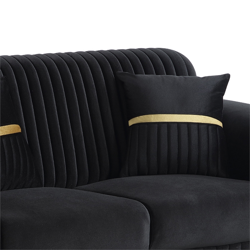 Pemberly Row Contemporary Upholstered Loveseat in Black Faux Leather