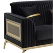Pemberly Row Contemporary Upholstered Sofa in Black Faux Leather