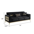 Pemberly Row Contemporary Upholstered Sofa in Black Faux Leather