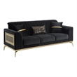 Pemberly Row Contemporary Upholstered Sofa in Black Faux Leather