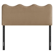 Pemberly Row Striped Upholstered King Headboard in Spa Blue Cotton