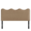 Pemberly Row Striped Upholstered King Headboard in Spa Blue Cotton