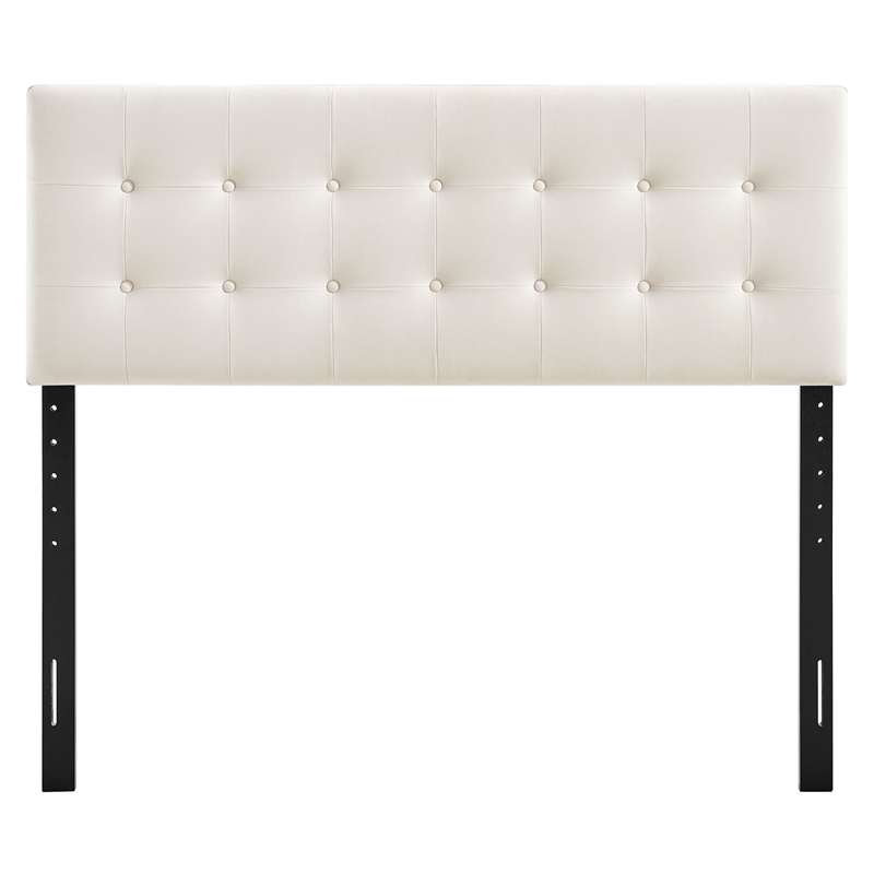 Pemberly Row Stain-Resistant Performance Velvet Full Headboard in Alabaster