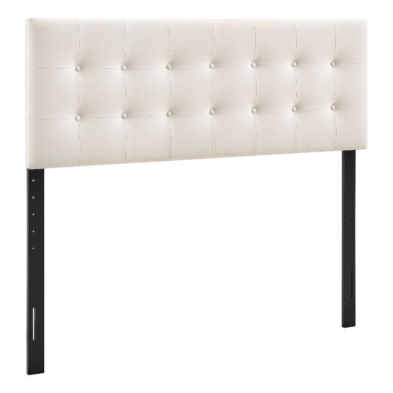 Pemberly Row Stain-Resistant Performance Velvet Full Headboard in Alabaster