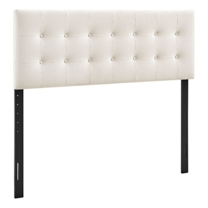 Pemberly Row Stain-Resistant Performance Velvet Full Headboard in Alabaster