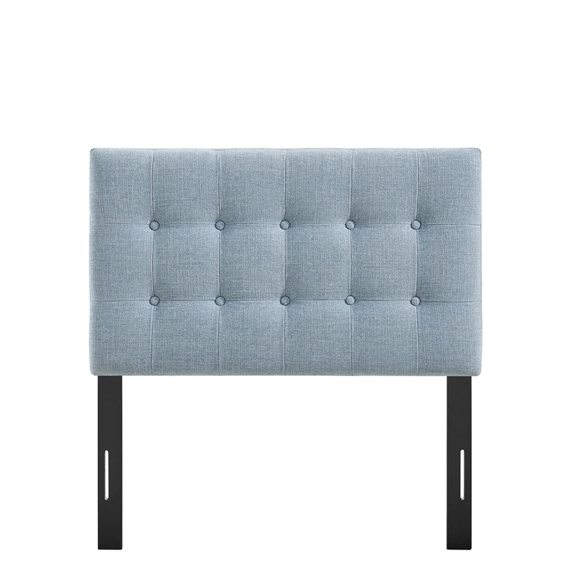Pemberly Row Padded Upholstered Twin Headboard in Sky Blue Cotton
